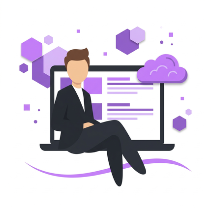 Person mit Laptop und Cloud-Symbol - Buchhaltungssoftware Mac 2026