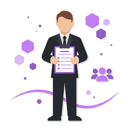 Person mit Klemmbrett und Gruppen-Symbol - Buchhaltungssoftware Verein 2026