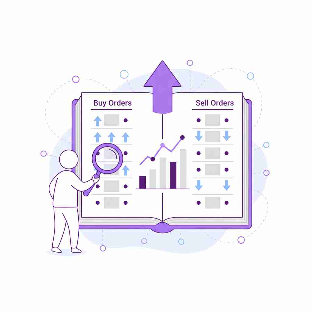 An image illustrating Orderbuch verstehen: Der komplette Guide für Anleger 2024