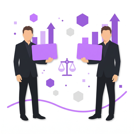 Zwei Broker-Karten und Waage - Trade Republic vs Scalable Capital 2026